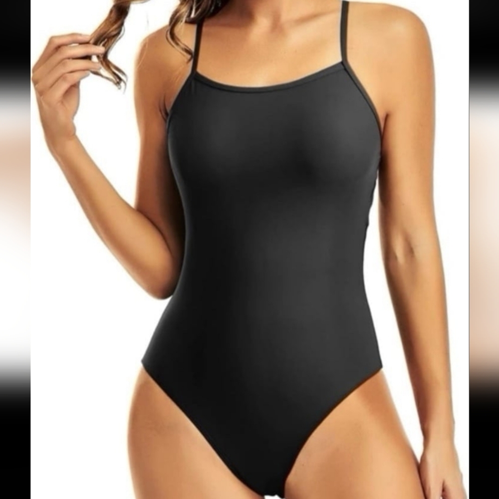 Holipick Womens Navy/Soft Black One Piece Bathing Suit Size Small